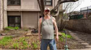 James standing outside of Lydia apartments