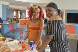 Residents at the Prior Crossing BBQ helping out