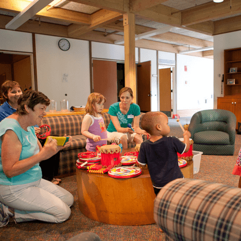 Shelter guests spend time together with Families Moving Forward shelter volunteers. 